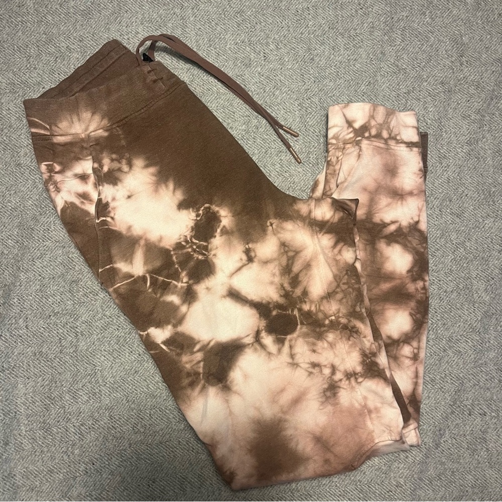 Lulu Brown and Pink Tie-Dye Joggers Small